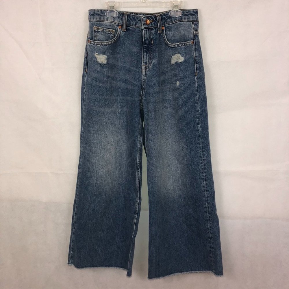 Zara Women's Ultra Wide Leg Z1975 Denim Blue Jeans Size 4